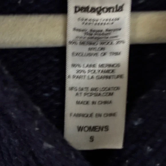 Patagonia Womens Ranchito Hoodie S Navy Merino Wool Sweater Pullover EUC - Picture 4 of 7